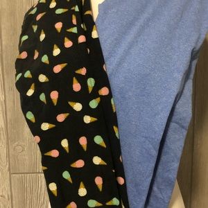 2 pairs lularoe leggings, ice cream and solid